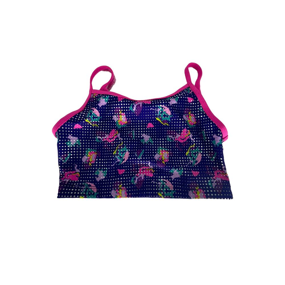 Danskin Freestyle Girls Printed Strappy Swim Bathing Suit Top Youth 10-12 Large